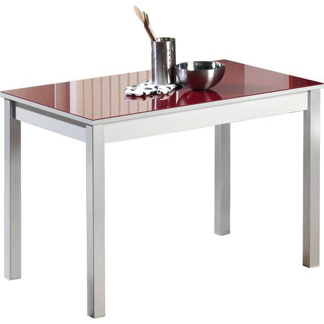Table de Cuisine, métal, Rouge, 90 x 50 cm