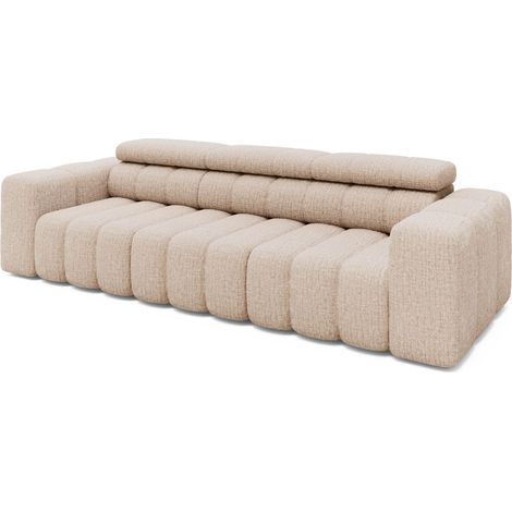 Canapé 3 places KONSTANTIN en Chenille Beige 289x113x78 cm