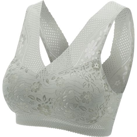Soutien-gorge sans coutures et sans armatures, couvrance totale, respirant, pour le sport, le yoga, le fitness et le sommeil, vert clair, taille moyenne. (1/5)