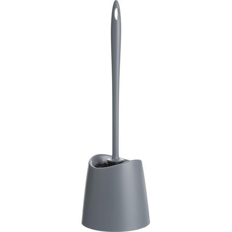1 - Brosse WC - Support Toilette - Nettoyage Efficace - Poils Rigides et Base Stable - Pour Salle de Bain - Gris - 12x12x38 cm (1/5)