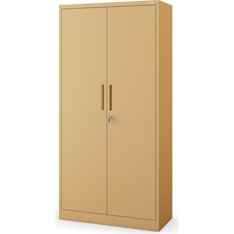 Metallschrank C34 Aktenschrank Werkzeugkschrank Umkleideschrank Spind Flügeltüren Kleiderstange Pulverbeschichtung Metall Abschließbar 185 cm x 90 cm x 45 cm (H x B x T) (Beige) (1/5)