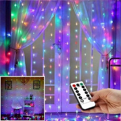 GUIRLANDE LUMINEUSE INTERIEURE Mobukia Lumineuse Rideau 300 LED Rideau Lumineux 3M3M 8 Modes d\'Eclairage Etanche IP44 Exterieur et