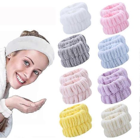 Lot de 12 serviettes de poignet pour femme, absorbantes et idéales pour se laver le visage. Bracelet et bandeau de sport pour filles. (1/5)