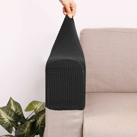 Set of 2 Non-Slip Elastic Fleece Sofa Armrest Protective Covers (1/4)