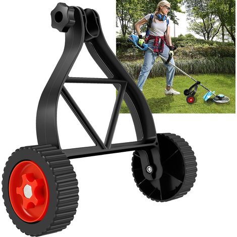 Rueda de apoyo para cortacésped, negra, de plástico, de 25 a 28 mm, compatible con tubos de eje de 25 a 28 mm, para desbrozadoras, recortadoras y cortacéspedes. (1/5)