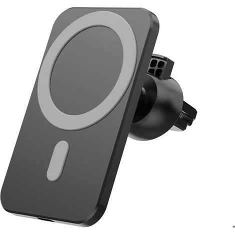 Support de chargeur magnétique sans fil rapide 15 W pour voiture, compatible avec iPhone 12 Mini Pro Max - Noir