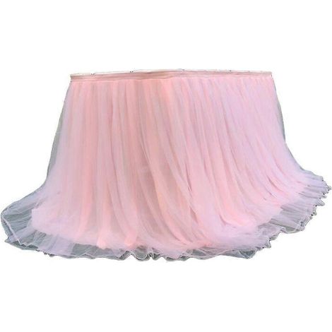 Tutu en dentelle pour jupe de table, décoration fête princesse, anniversaire bébé fille, ornement chic et élégant. (1/4)