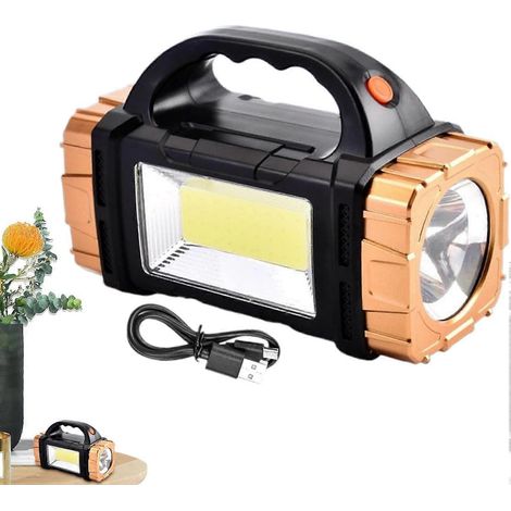 Lampe torche solaire rechargeable USB étanche portable accessoire de camping et d'alpinisme - Or (1/5)