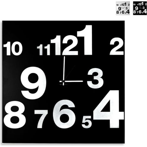 Wanduhr 50x50cm modernes abstraktes Design minimal Numbers - Schwarz (1/5)