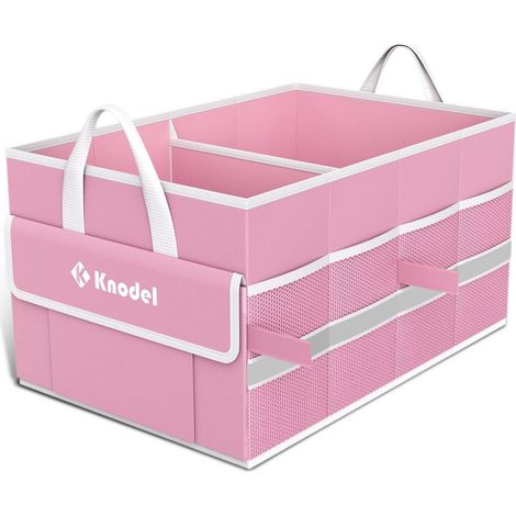 Organisateur de coffre de voiture pliable, rangement multifonctionnel, rose (1/5)