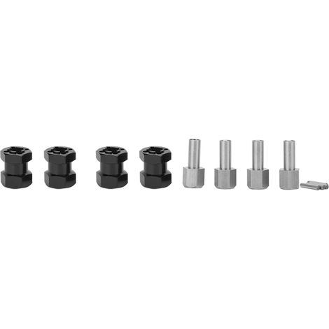 Adaptateur de moyeu hexagonal pour roue d'extension RC compatible avec D90, AX10, CC01, SCX10 et F350 (noir) (1/5)