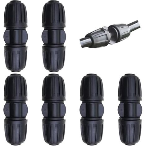 Connecteurs de Tuyaux, 6 Pcs Droits, Connecteurs d'irrigation goutte à goutte, pour systèmes d'arrosage goutte à goutte, jardin, terrasse, pelouse ou parterre de fleurs (1/5)