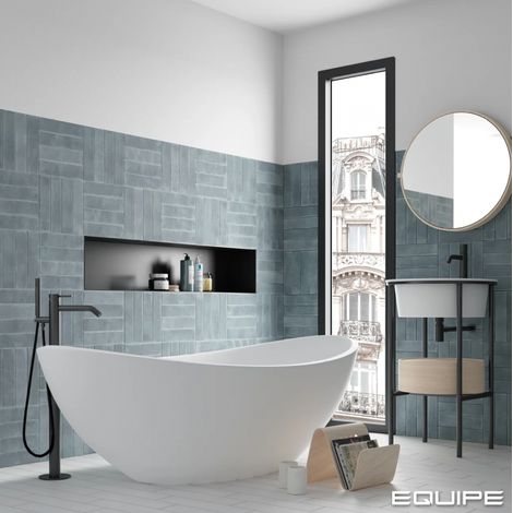Carrelage sol / mur effet zellige bejmat bleu 6x24,6 cm mate ARGILE SKY  (vendu par boite de 0,50m2) (1/3)
