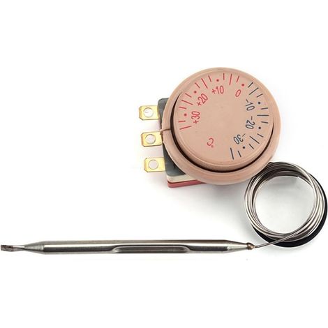 Thermostat de réfrigérateur avec trépied et écrou, réglable de -30 °C à +30 °C, sonde de 0,5 m, pièce de rechange pour régulation de refroidissement du congélateur (1/5)