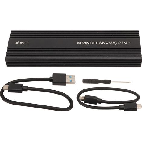 Boîtier SSD externe 10Gbps double protocole M.2 NVMe et SATA, haute vitesse pour disques durs M.2 (1/5)