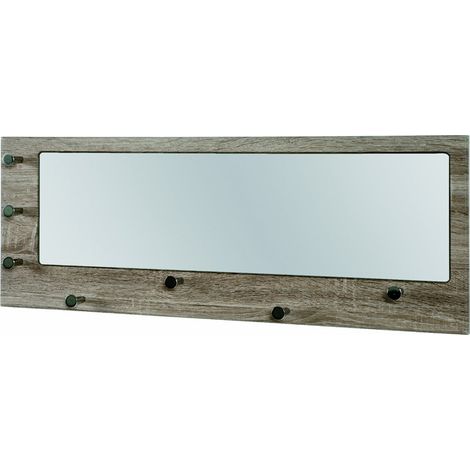 Patére en MDF Coloris Décor chêne truffe-chrome-nickel- L80 x P6 x H30 cm