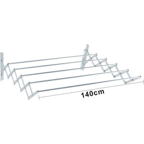 TALOX ausziehbare Aluminium-Akkordeon-Wäscheleine 140x80cm
