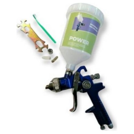 TENDAGGIMANIA Pistola Power AEROGRAFO AD Aria per Colla A SPRUZZO Vernice per COMPRESSORE UGELLO 2.5, Completa di Kit per la Manutenzione