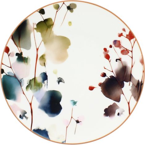 6 x assiettes plates AQUARELLE - Porcelaine - 20cm - Novastyl