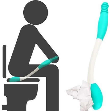 Aide au papier toilette, aide à l'hygiène des toilettes pour personnes handicapées, balai autonettoyant hygiénique, confortable et extra long (38 (1/5)