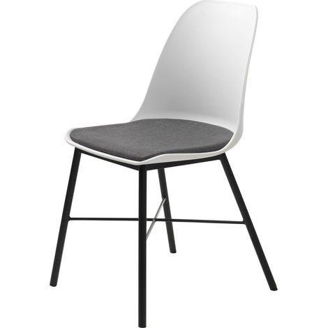 83x54x47 cm x2 Esszimmerstühle aus weißem Polyester, schwarze Metallfüße (36611001)