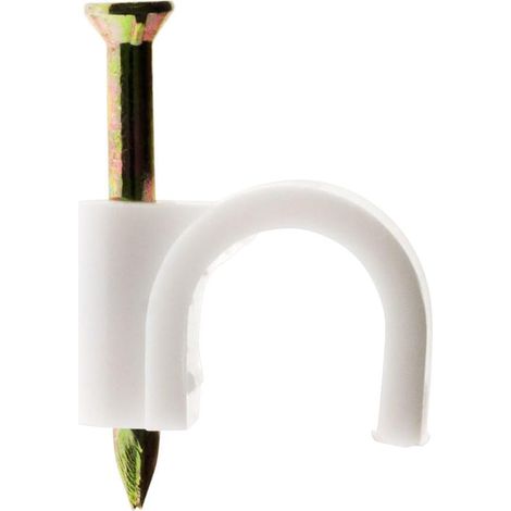 Lot De 20 - Crochet Fixation - Cheville Béton - Pour Câble TV Et Gaine Électrique - Usage Domestique Et Professionnel - Blanc - 7mm (1/3)