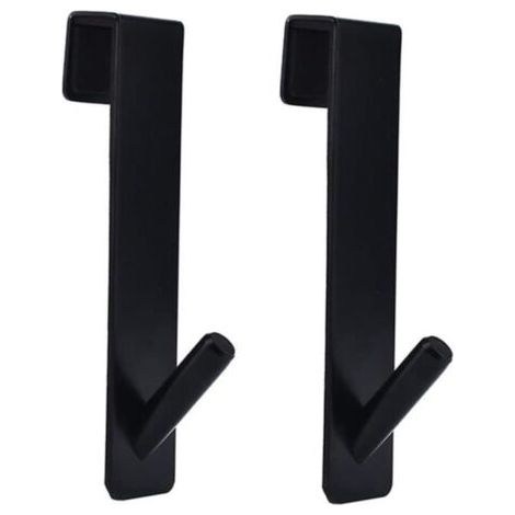 Crochet de porte de douche en acier inoxydable, 2 pcs, cintre de porte en verre sans cadre pour suspendre Serviette, Noir (1/4)