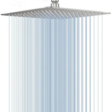 Ahlsen Edelstahl-Duschkopf – Wassersparende Dusche, 25 cm quadratischer Duschkopf, universeller Regenduschkopf mit 1/2-Zoll-Gewinde, 360° drehbar, einfach zu installieren und zu reinigen (1/5)