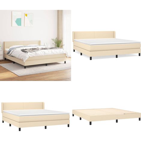 Boxspringbett mit Matratze Creme 160x200 cm Stoff - Boxspringbett - Cremefarbenes Bett - Doppelbett - Bettrahmen - Matratze - Home & Living (1/5)