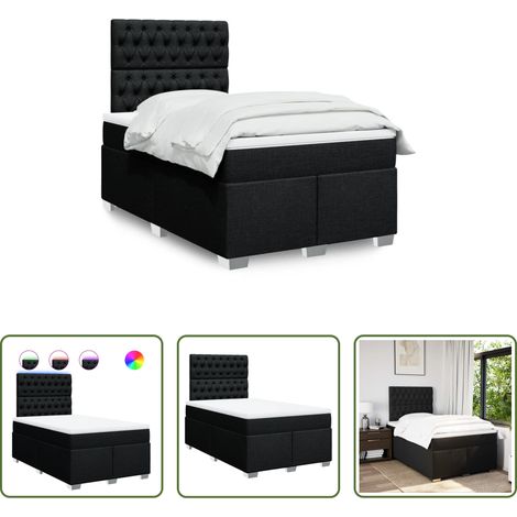 Matelas à ressorts ensachés - Sommier à lattes de lit avec matelas noir 120x190 cm tissu (1/5)