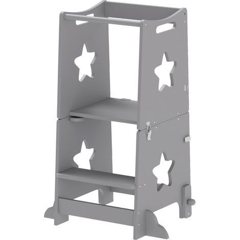 Montessori-inspirierter, umbaubarer Holztisch, 60 x 44,5 x 86 cm, mit Sicherheitsbügel, inklusive Tisch- und Stuhlset