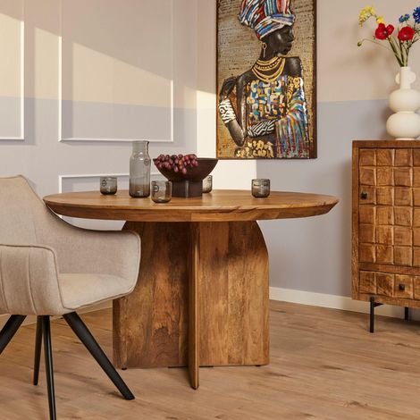 Table ronde vintage en bois Ø150 cm CALDERA (1/3)