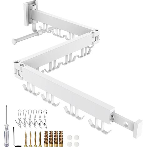 Wall-Mounted Clothes Airer with 3 Tier Wall Mounted Drying Rack 120 cm with Sock Clips (1/5)