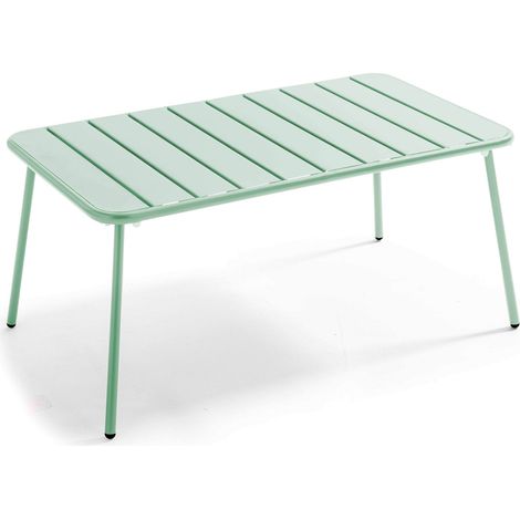 Table basse de jardin acier vert sauge 90 x 50 cm - Palavas