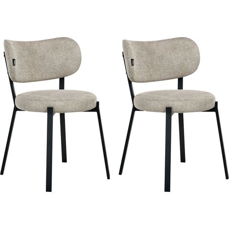 Set of 2 Dining Chairs BRONTE Fabric Beige