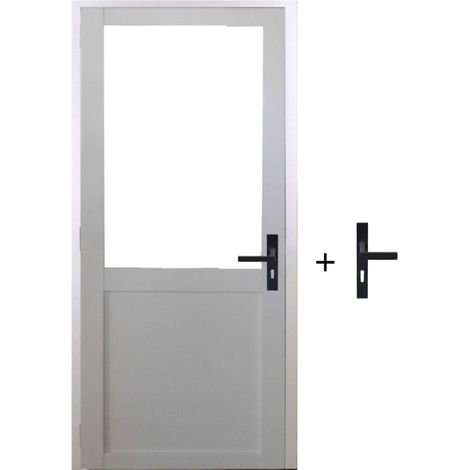 Bloc Porte Atelier Blanc Sans Meneau H204 X L73 Poussant Gauche Cotes Tableau +Poignée (1/5)