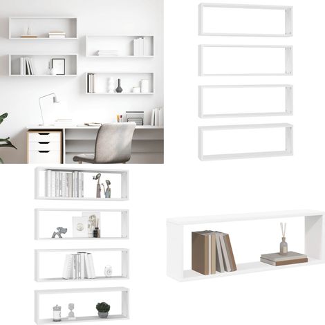 Étagères cube murales 4pcs Blanc 80x15x26,5cm bois d'ingénierie - Etagere Murale - Etageres Murales - Étagère Cube - Étagères Cubes - Décoration Murale - Home & Living (1/5)