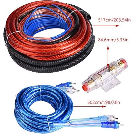 4 Guage 2800W Car o Subwoofer Amplificateur hautparleur Installation Câble Fil Combinaison Fusiblebranchement caisson de basse voiture kit cables subwoofer kit de câblage d'installation d'amplificate (1/5)