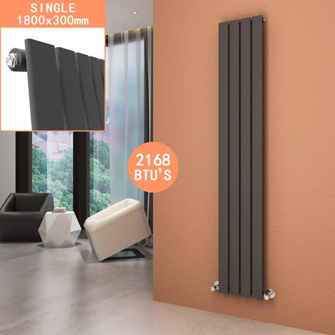ELEGANT Radiators Vertical Anthracite Tall Single Bathroom Rads Kitchen Designer Radiator Flat Panel 1800 x 300 mm (1/5)