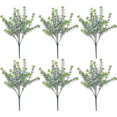 (6 Stück, graugrün, Produkthöhe: 32,5 cm) Künstliche Buddha-Pflanze mit 5 Zweigen, grünes Gras [6 Stück pro Packung] (1/2)