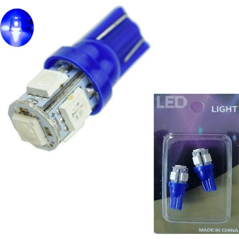 2er-Set LED-Lampen T10 W5W 5 SMD 12V für Positionslicht, blau, im Blister