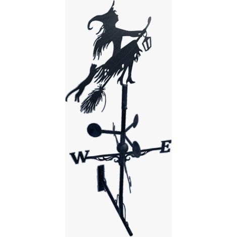 Girouette de toit Sorcière avec girovent 35cm avec support universel (1/5)