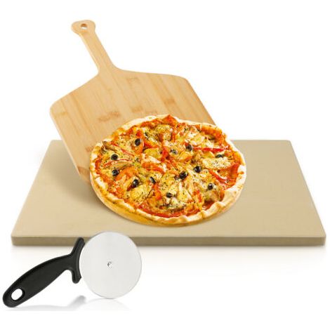 Heat-resistant cordierite pizza stone for ovens and grills, ideal for baking pizzas, tarte flambée, bread and more, perfect for home use