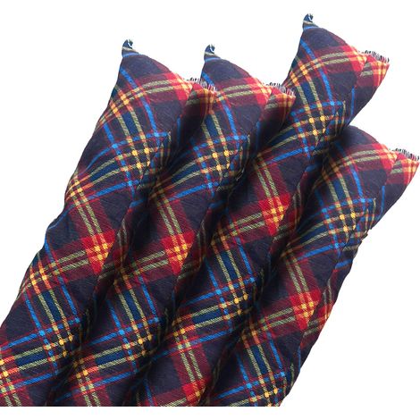 4 Paraspifferi per porte e finestre con trama SCACCHI - lunghezza 100 cm. Para spifferi universale in tessuto cotone - Colore Blu (1/4)
