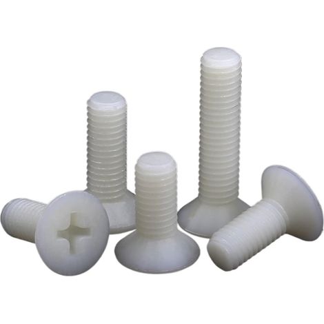 50 vis à tête plate en nylon M3 M4, boulons fraisée croix, isolés par (1/5)