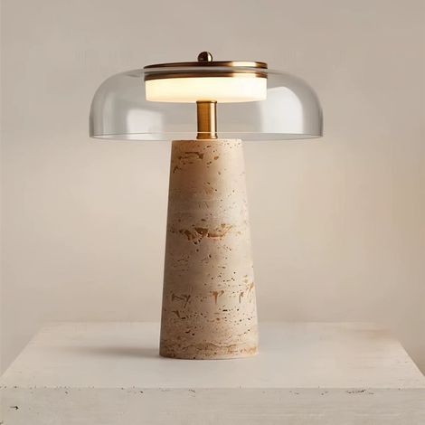 Lampe de table en  jaune,lampe de table élégante et lumineuse,lampe de table en forme de champignon,lampe d'ambiance pour salon(transparent)