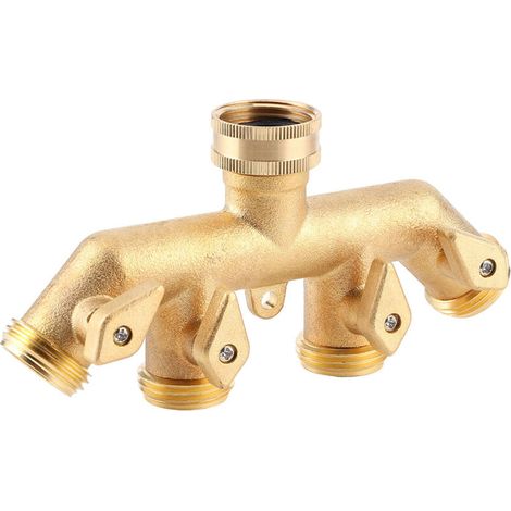 4-Wege-Schlauchverteiler aus Messing, Schlauchadapter, Kugelhahn, Wasserhahnanschluss