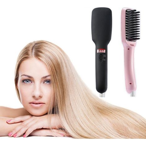 TrAdE Shop Traesio - Spazzola Ionica Elettrica Riscaldante Lcd Snoda Liscia Capelli Lisci 2 In 1 Ptc - (1/5)