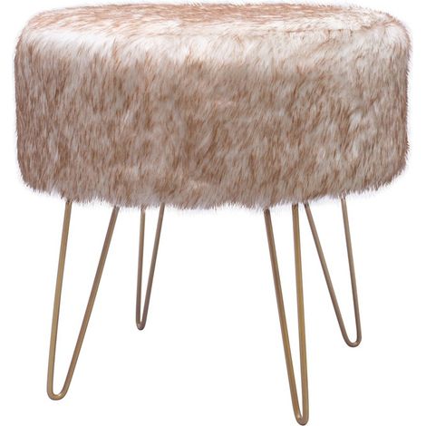 Pouf di design Mio 110 in ecopelliccia bianca e marrone (1/3)