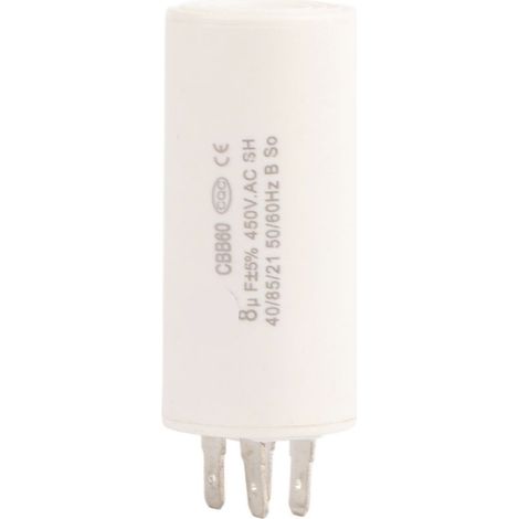 Condensateur de démarrage CBB60 8uF 450V haute qualité avec bornes à languettes (1/5)